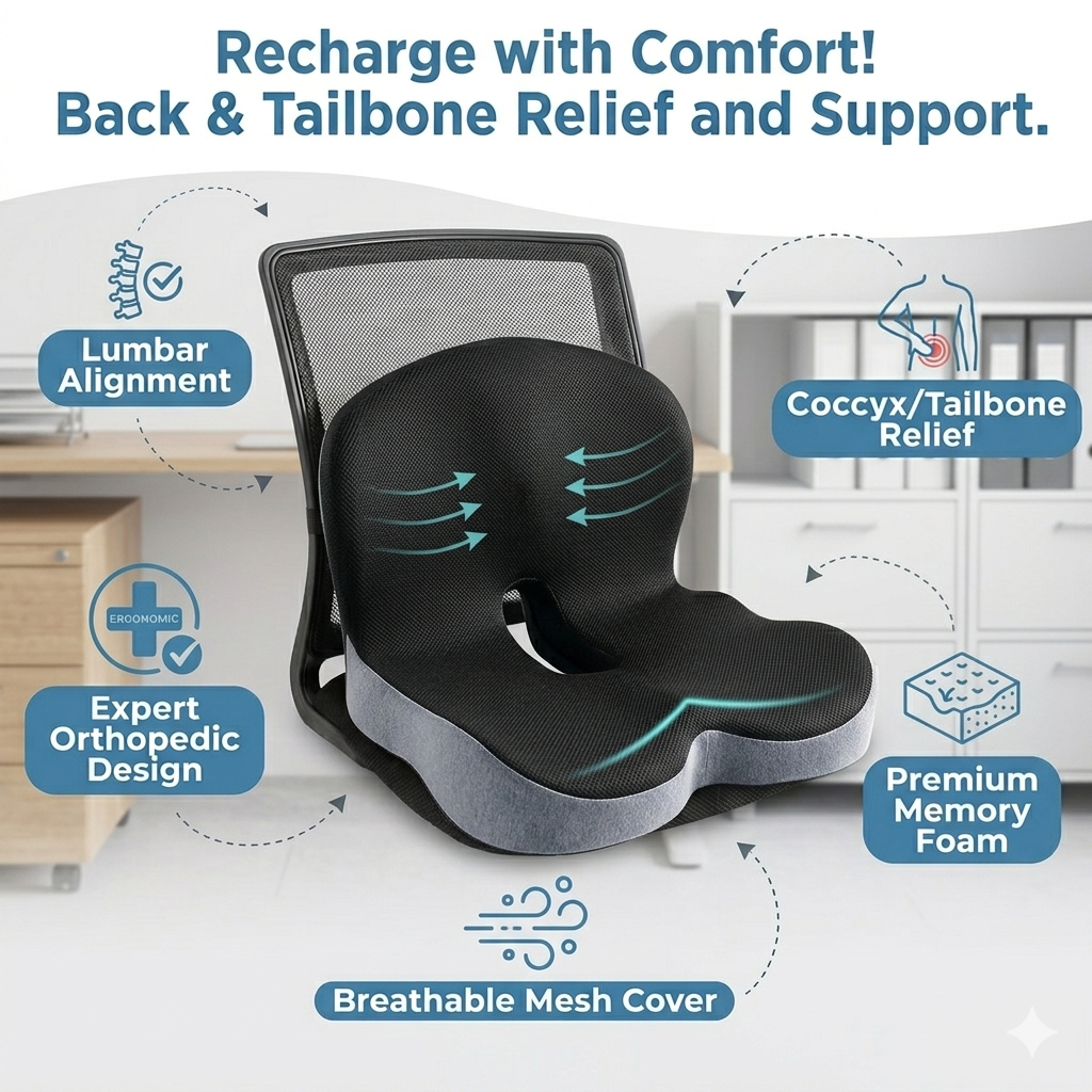 Lumbar Support Cushion – 2-in-1 Back & Tailbone Relief - 50% OFF
