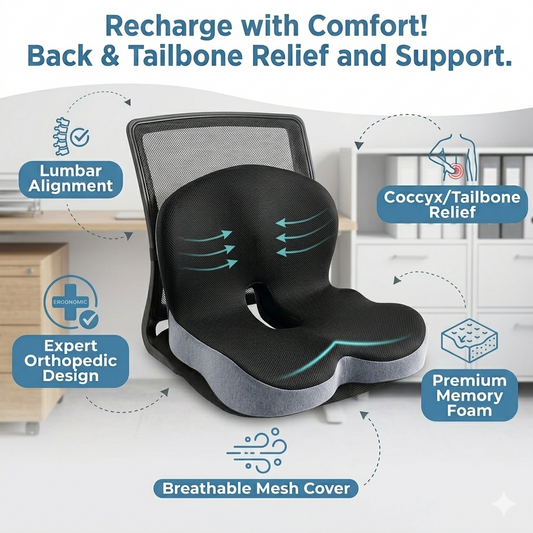 Lumbar Support Cushion – 2-in-1 Back & Tailbone Relief - 50% OFF